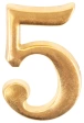 Цифра для номера квартиры "5" металл, золото (5071) 