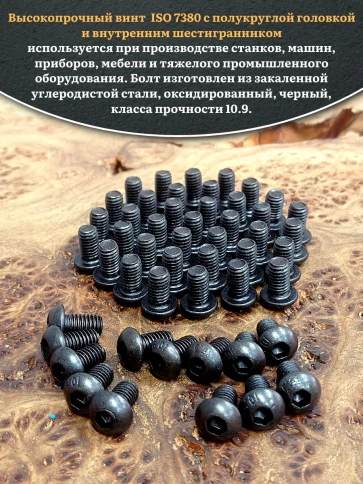 Винт чёрный 6х10 ISO 7380 под шестигранник к.п.10.9 фото 13