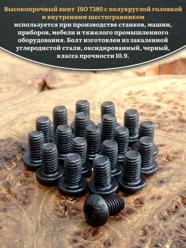 Винт чёрный 6х10 ISO 7380 под шестигранник к.п.10.9 фото 10