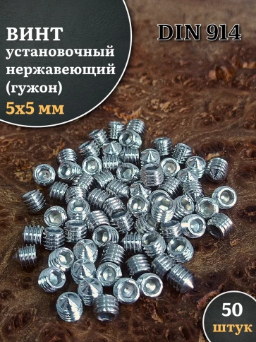 Винт установочный нержавеющий 5х5 DIN914 (гужон) фото 1