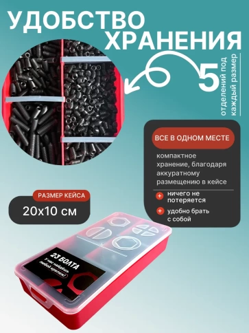 Винты гужоны М5 к.п 12.9 DIN914 в органайзере НАБОР 1 фото 5