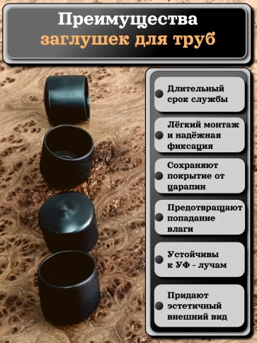 Заглушка для труб наружная круглая d 20 мм черная, 20 шт фото 3