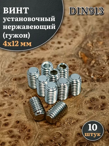 Винт установочный нержавеющий 4х12 DIN913 (гужон) фото 1