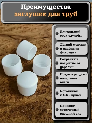 Заглушка для труб наружная круглая d 20 мм белая, 50 шт фото 3