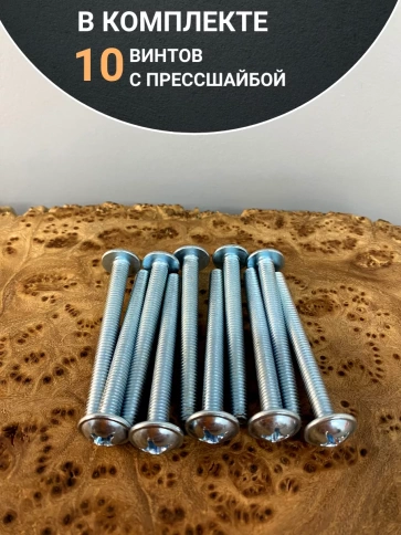Винт с прессшайбой М6х50 полукруглая головка DIN967, 10 шт. фото 4