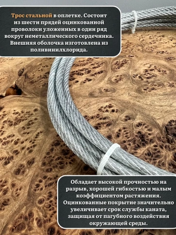 Трос стальной 3/4 ОЦ в оплетке, 40 м. фото 4