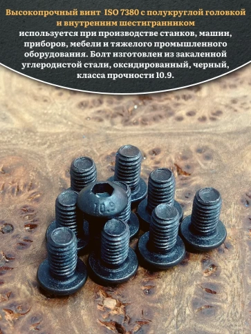 Винт чёрный 6х10 ISO 7380 под шестигранник к.п.10.9 фото 7