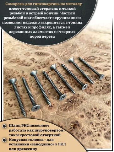 Саморез шуруп по металлу 3,5х41 мелкая резьба, чёрный 1 кг. фото 4