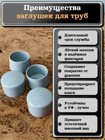 Заглушка для труб наружная круглая d 28 мм серая, 4 шт фото 2